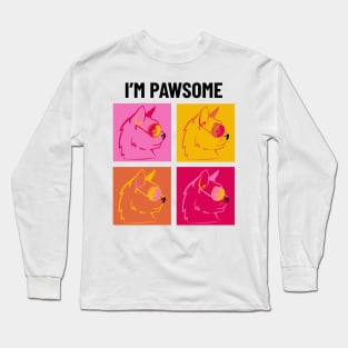 Awesome Pawsome Cool Cat In Shades Long Sleeve T-Shirt